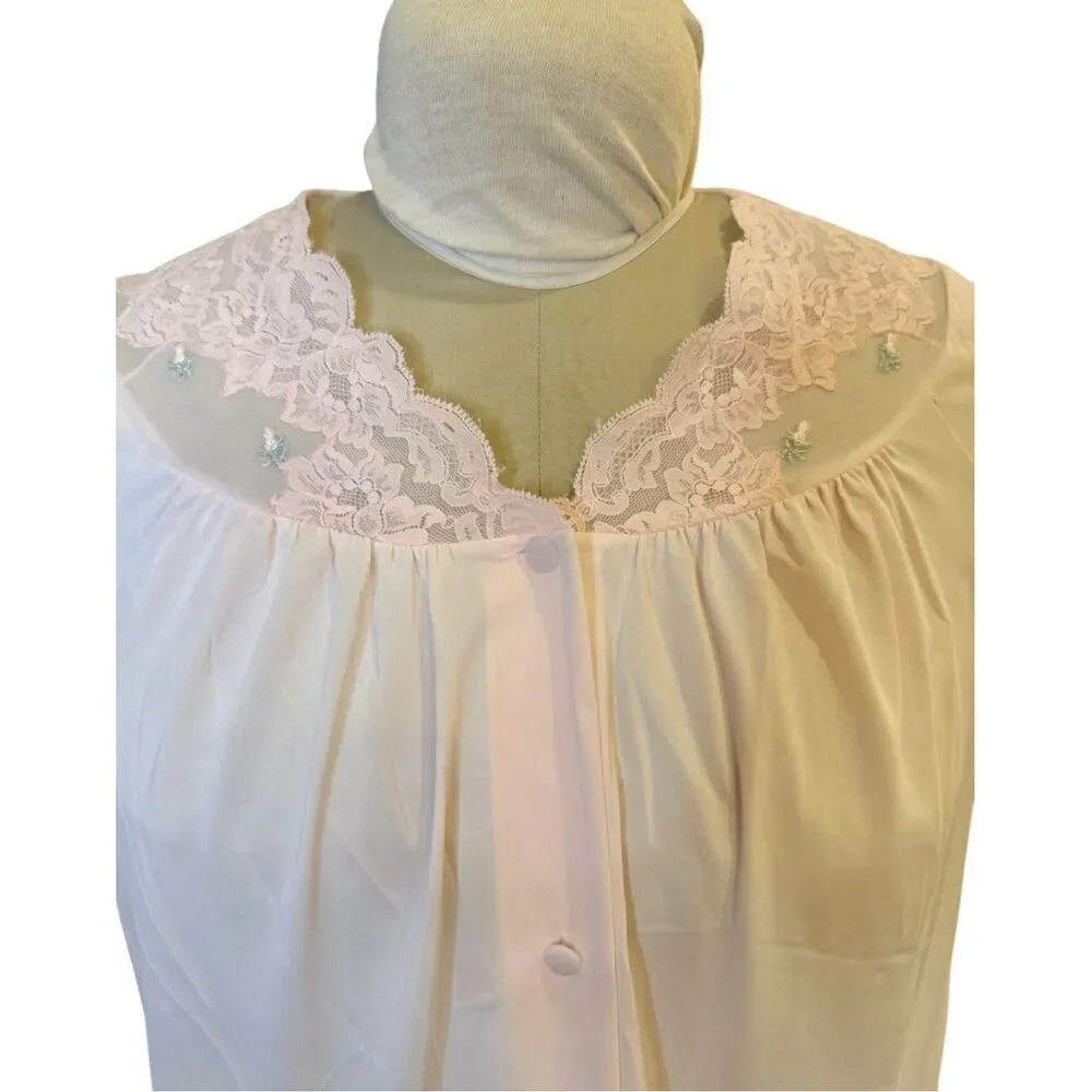 Shadowline Pale Pink Pajama Set Women M-L Silky Lightweight Vtg